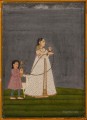 子供に抱かれるフッカを持つ女性 1800 年 インド